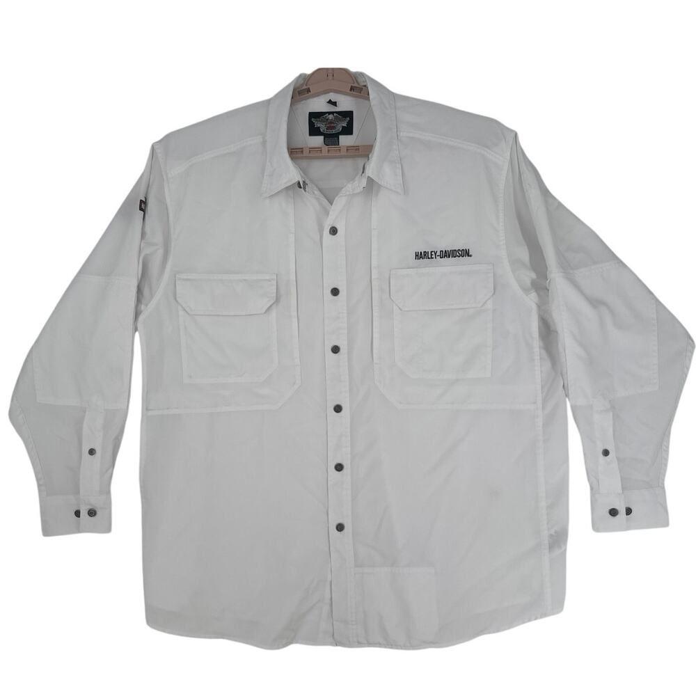 Harley Davidson long sleeve white button down shirt size XXXL